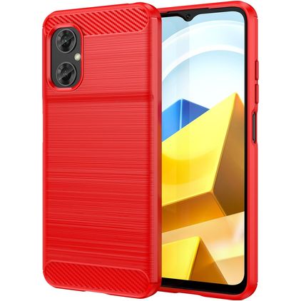 Mobigear Brushed Slim POCO M5 Flexibel TPU Skal - Röd