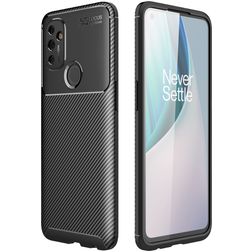 Mobigear Racing OnePlus Nord N100 Fleksibel TPU Bagsidecover - Sort