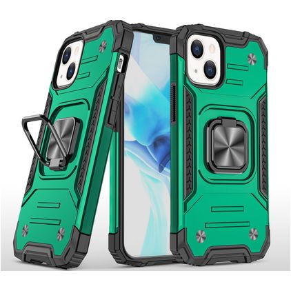 Mobigear Armor Ring iPhone 13 Pro Max Plástico rígido Capa traseira Antichoque com anel - Verde