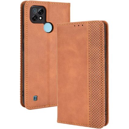 Mobigear Sensation Realme C21 Lompakkokotelo + Setelitasku - Konjakki