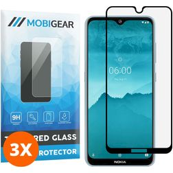 Mobigear Premium Nokia 7.2 Tempered Glass Screen Protector - Case Friendly - Black (3-Pack)