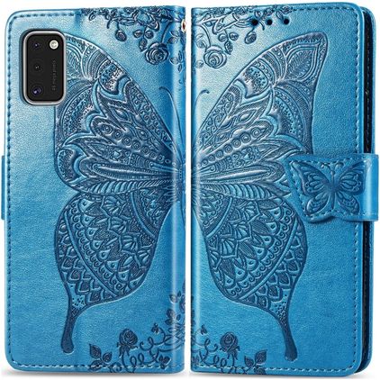 Mobigear Butterfly Samsung Galaxy A41 Pungetui med Seddelrum - Blå