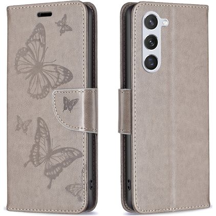Mobigear Butterfly Samsung Galaxy S24 Pungetui med Seddelrum - Grå