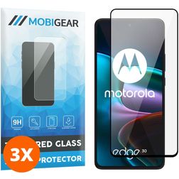 Mobigear Premium Motorola Edge 30 Szkło hartowane Ochrona ekranu - Kompatybilna z etui - Czarny (3 szt.)