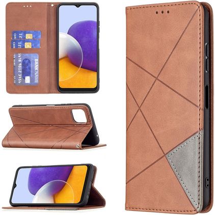 Mobigear Rhombus Slim Samsung Galaxy A22 5G Wallet case - Brown
