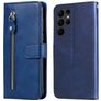 Mobigear Zipper Samsung Galaxy S23 Ultra Pungetui med Seddelrum - Blå