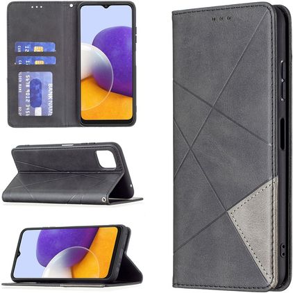 Mobigear Rhombus Slim Samsung Galaxy A22 5G Capa livro - Preto