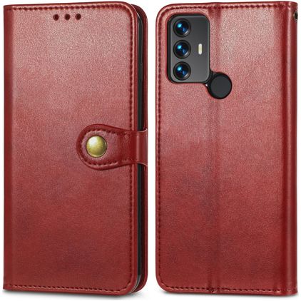 Mobigear Snap Button TCL 30 SE Funda tipo libro Cartera - Rojo