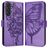 Mobigear Butterfly Samsung Galaxy M55 Pungetui med Seddelrum - Lilla