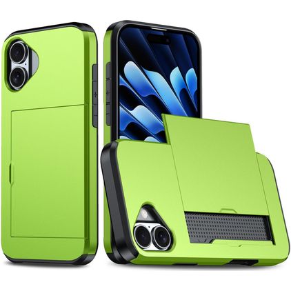 Mobigear Card iPhone 18 Hard Case Back cover Shockproof with Card Holder - Green