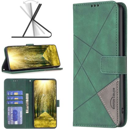Mobigear Rhombus Google Pixel 7a Pungetui med Seddelrum - Grøn