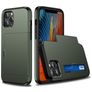 Mobigear Card iPhone 12 Mini Hard Case Back cover Shockproof with Card Holder - Army Green