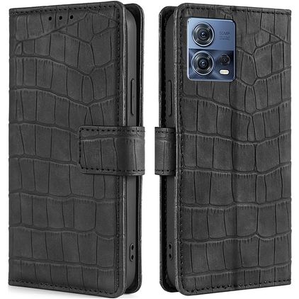 Mobigear Croco Motorola Edge 30 Fusion Etui z klapką typu portfel - Czarny
