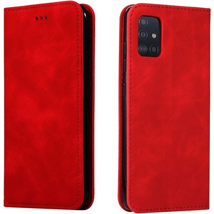 Mobigear Retro Slim Samsung Galaxy A71 Knížkové pouzdro Peněženka - Červená