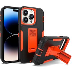 Mobigear Heavy Armor Stand iPhone 14 Pro Hard Case Back cover Shockproof with Stand - Black / Red