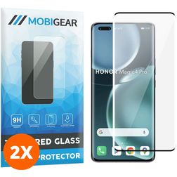 Mobigear Premium HONOR Magic 4 Pro Tempered Glass Screen Protector - Case Friendly - Black (2-Pack)