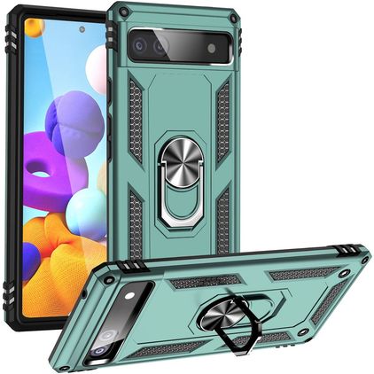 Mobigear Armor Ring Google Pixel 6a Hardcase Etui plecki Wstrząsoodporne z pierścieniem - Zielony
