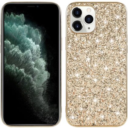 Mobigear Glitter iPhone 12 Hårdt Bagsidecover - Guld