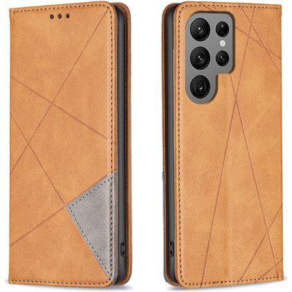 Mobigear Rhombus Slim Samsung Galaxy S25 Ultra Funda tipo libro - Coñac