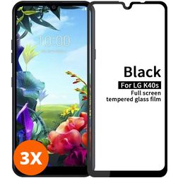 Mobigear Premium LG K40s Vidro temperado Película de ecrã - Compatível com capas - Preto (Pack de 3)