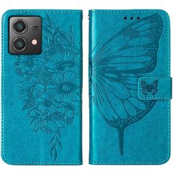Mobigear Butterfly Motorola Moto G84 Pungetui med Seddelrum - Blå