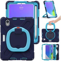 Mobigear RingGuard iPad Mini 7 (2024) Plastica rigida / Silicone Back cover + Portapenna + Tracolla + Supporto - Blu