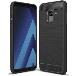 Mobigear Brushed Slim Samsung Galaxy A8 (2018) TPU flexible Carcasa - Negro