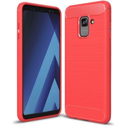 Mobigear Brushed Slim Samsung Galaxy A8 (2018) Flexibel TPU Skal - Röd