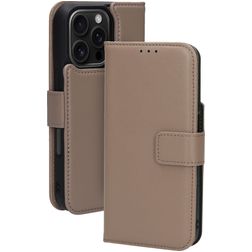 Mobiparts iPhone 16 Pro MagSafe Case Genuine Leather Detachable 2-in-1 Wallet Case Wallet - Taupe