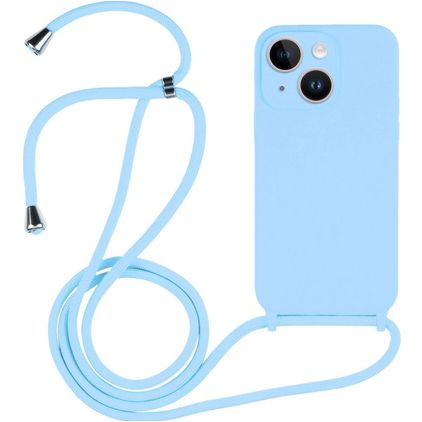 Mobigear Lanyard iPhone 14 Silikon Skal med rem - Babyblå