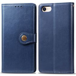 Mobigear Snap Button iPhone SE (2022) Funda tipo libro Cartera - Azul