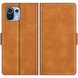 Mobigear Slim Magnet Xiaomi Mi 11 Lite Pungetui med Seddelrum - Cognac