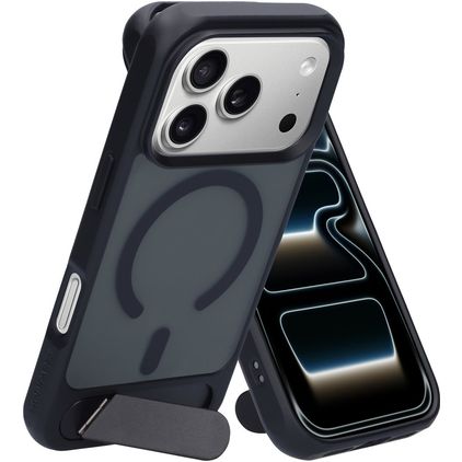 Mobiparts Hardcover iPhone 17 Pro MagSafe Plástico rígido Capa traseira com suporte - Satin Black