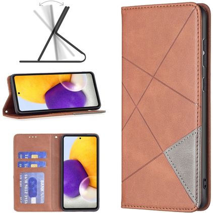 Mobigear Rhombus Slim Samsung Galaxy A73 Wallet case - Brown