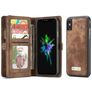 CaseMe 008 iPhone X 2-in-1-lompakkokotelo irrotettavalla kuorella + Setelitasku - Ruskea