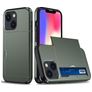 Mobigear Card iPhone 15 Plus Hårdt Bagsidecover Stødsikkert med kortholder - Armygrøn