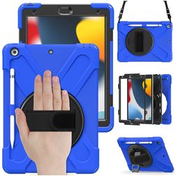 Mobigear SureGrip XGuard iPad 9 (2021) Cover Hård plast / Silikone Bagsidecover + Stylus-holder + Skulderrem + Stander - Blå