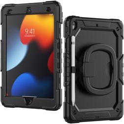 Mobilize Rotating Defender iPad 7 (2019) Capa Plástico rígido / Silicone Capa traseira + Alça de ombro + Suporte - Preto