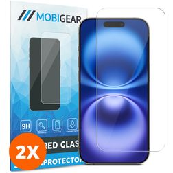 Mobigear iPhone 16 Plus Panssarilasi Näytönsuoja - Suojakuoren kanssa yhteensopiva (2 kpl)