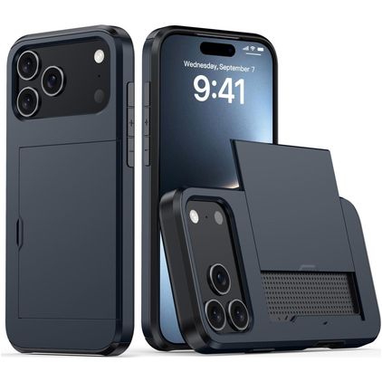 Mobigear Card iPhone 18 Pro Max Hardcase Back cover Antiurto con portacarte - Blu