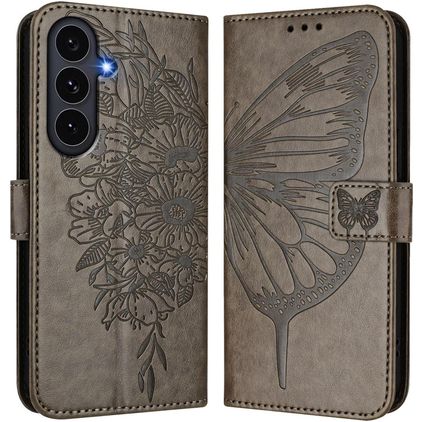 Mobigear Butterfly Samsung Galaxy S26 FE Lompakkokotelo + Setelitasku - Harmaa