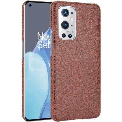 Mobigear Croco OnePlus 9 Pro Plástico rígido Capa traseira - Castanho