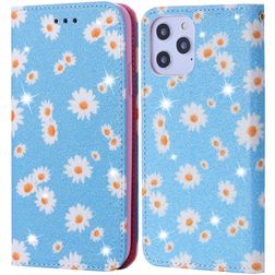 Mobigear Daisies iPhone 12 Pro Max Funda tipo libro Cartera - Azul