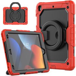 Mobigear RingGuard iPad 9 (2021) Cover Hård plast / Silikone Bagsidecover + Stander - Sort / Rød