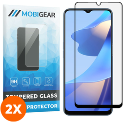 Mobigear Premium OPPO A16 Glas Skærmbeskytter - Case Friendly - Sort (2-pak)