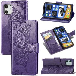 Mobigear Butterfly iPhone 12 Wallet case - Purple