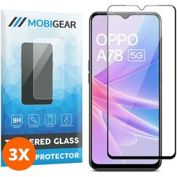 Mobigear Premium OPPO A78 Tempered Glass Screen Protector - Case Friendly - Black (3-Pack)