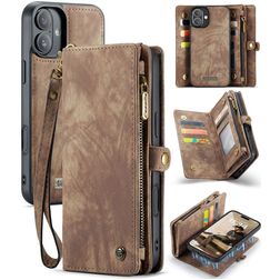 CaseMe 008 iPhone 16 2-i-1-plånboksfodral med löstagbart skal med sedelfack - Brun