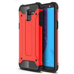 Mobigear Outdoor Samsung Galaxy J6 (2018) Hårdt Bagsidecover Stødsikkert - Rød