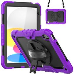 Mobigear SureGrip Xtreme iPad 10 (2022) Cover Hård plast / Silikone Bagsidecover + Skulderrem + Stander - Lilla